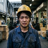 人手不足と納期プレッシャーに焦る、若い日本人男性作業員の疲弊した表情のアバター画像